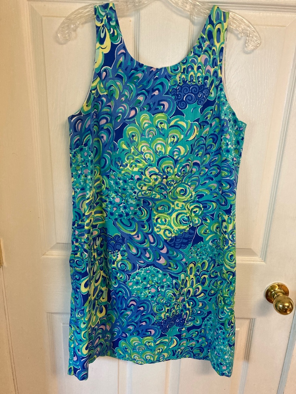 Lilly Pulitzer Blue and Green Printed Sleeveless Mini Dress